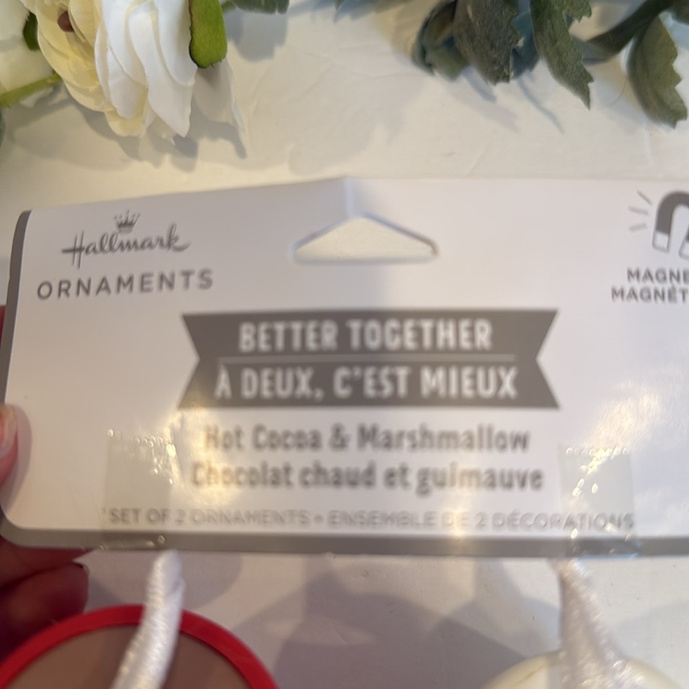 Hallmark Better Together magnetic Red Mug & White Marshmallow ornament pair NWT - Picture 2 of 5